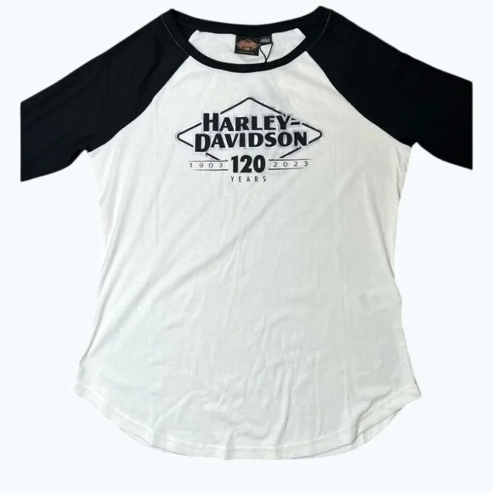 Harley-Davidson Womens 120th Anniversary Raglan Baseball Tee With 3/4 Sleeves L - Picture 8 of 15